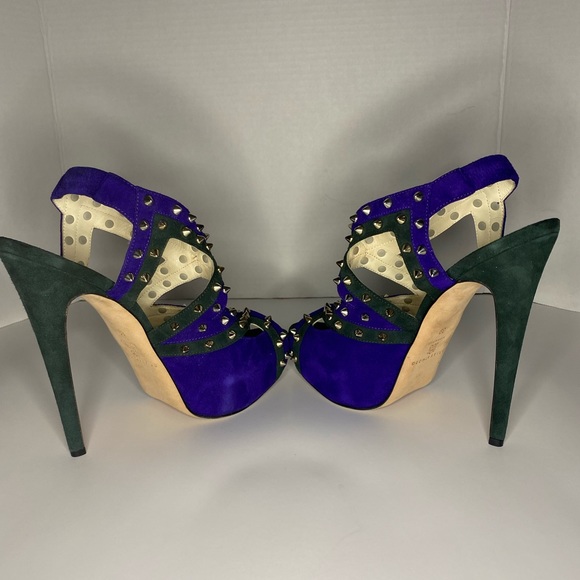 Brian Atwood Suede Purple and Green Heels. Size 39. Worn for a few shoots. - Picture 5 of 9